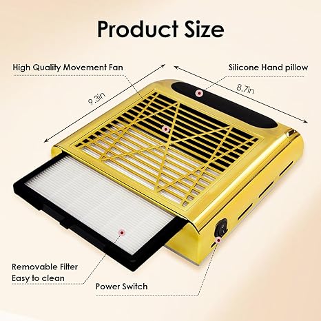 Aspirator Profesional pentru Praf Unghii, GOLD