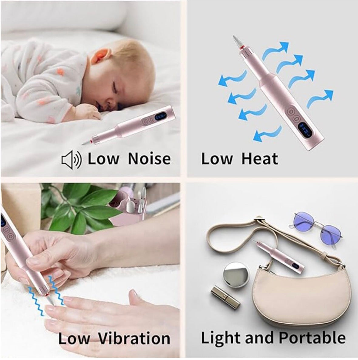 Freză Unghii Profesională Wireless, Roz